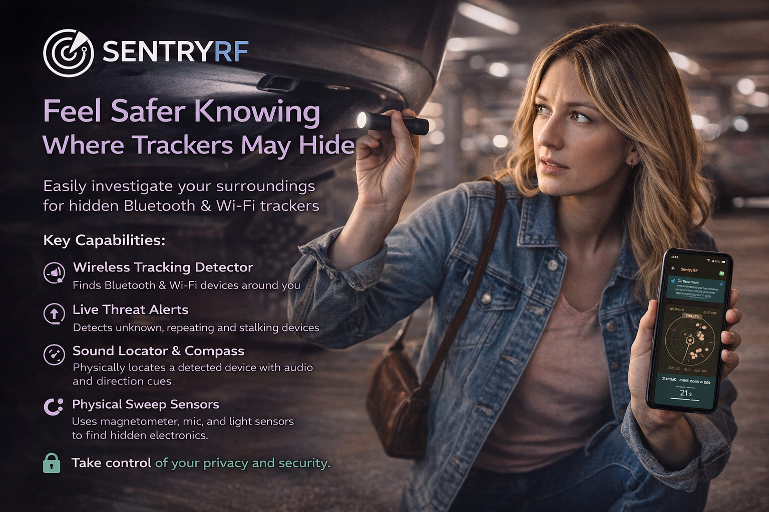 SentryRF Personal Counter-Surveillance - Screenshot 4 showing product features and functionality