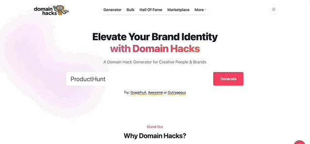 DomainHacks.info - 使用15種創意方法生成獨特而有趣的URL。 media 2