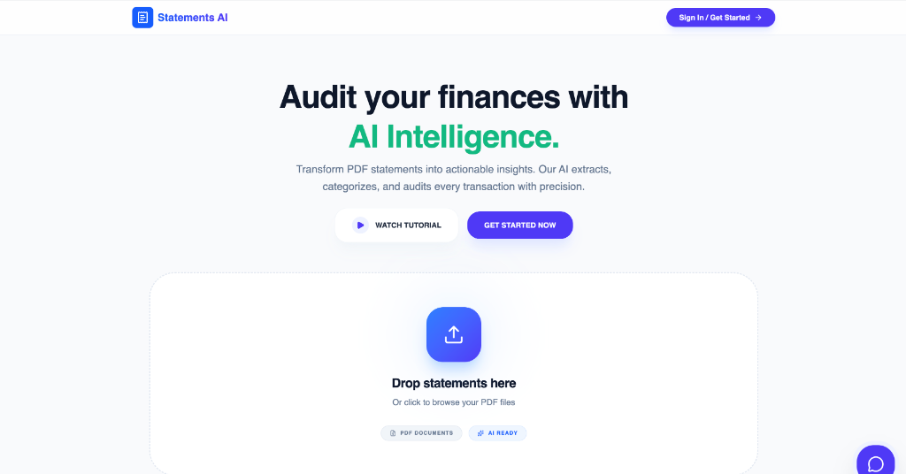 Statements AI - Main product screenshot demonstrating key features and user interface