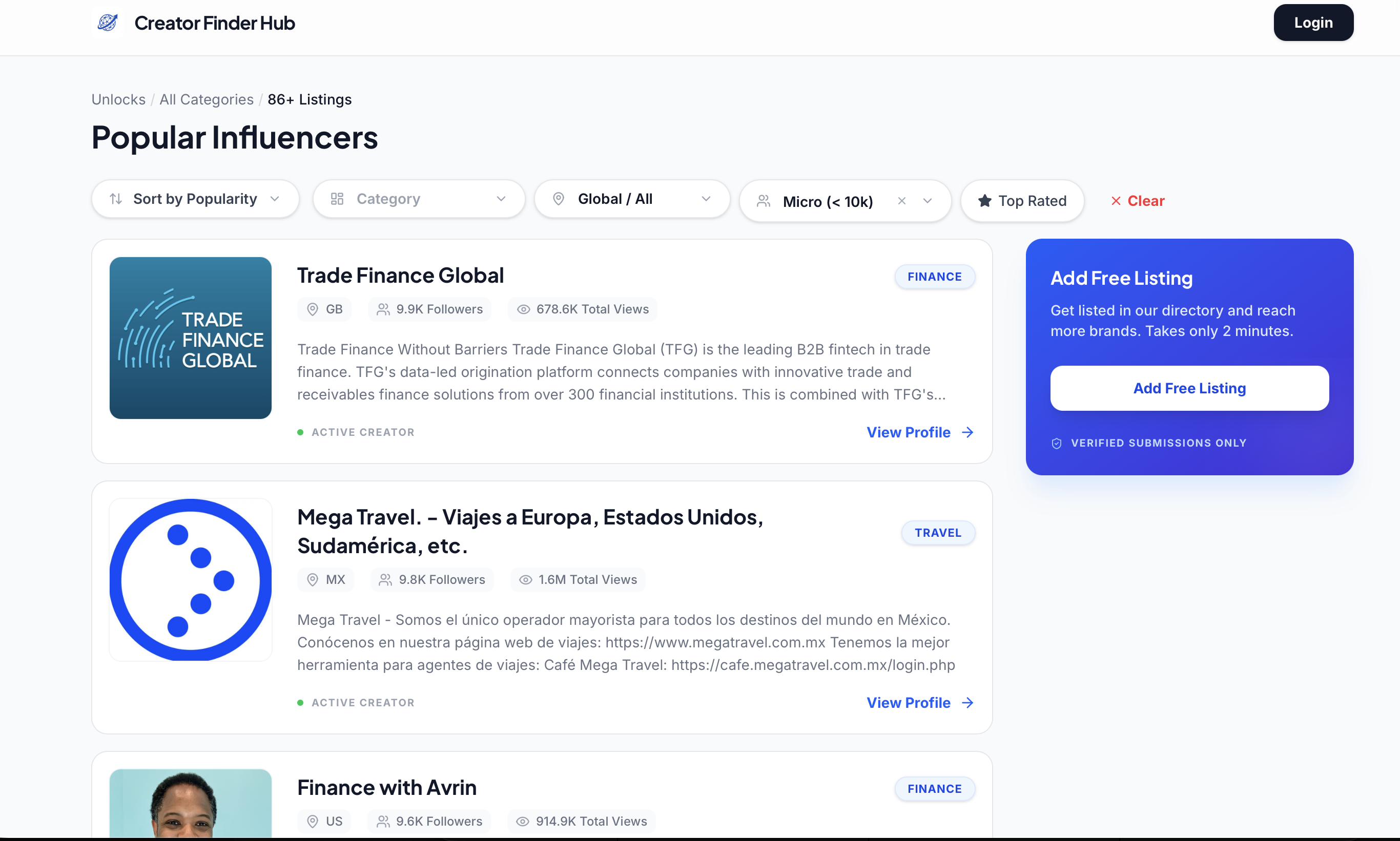 Creator Finder Hub - Screenshot 5 showing product features and functionality