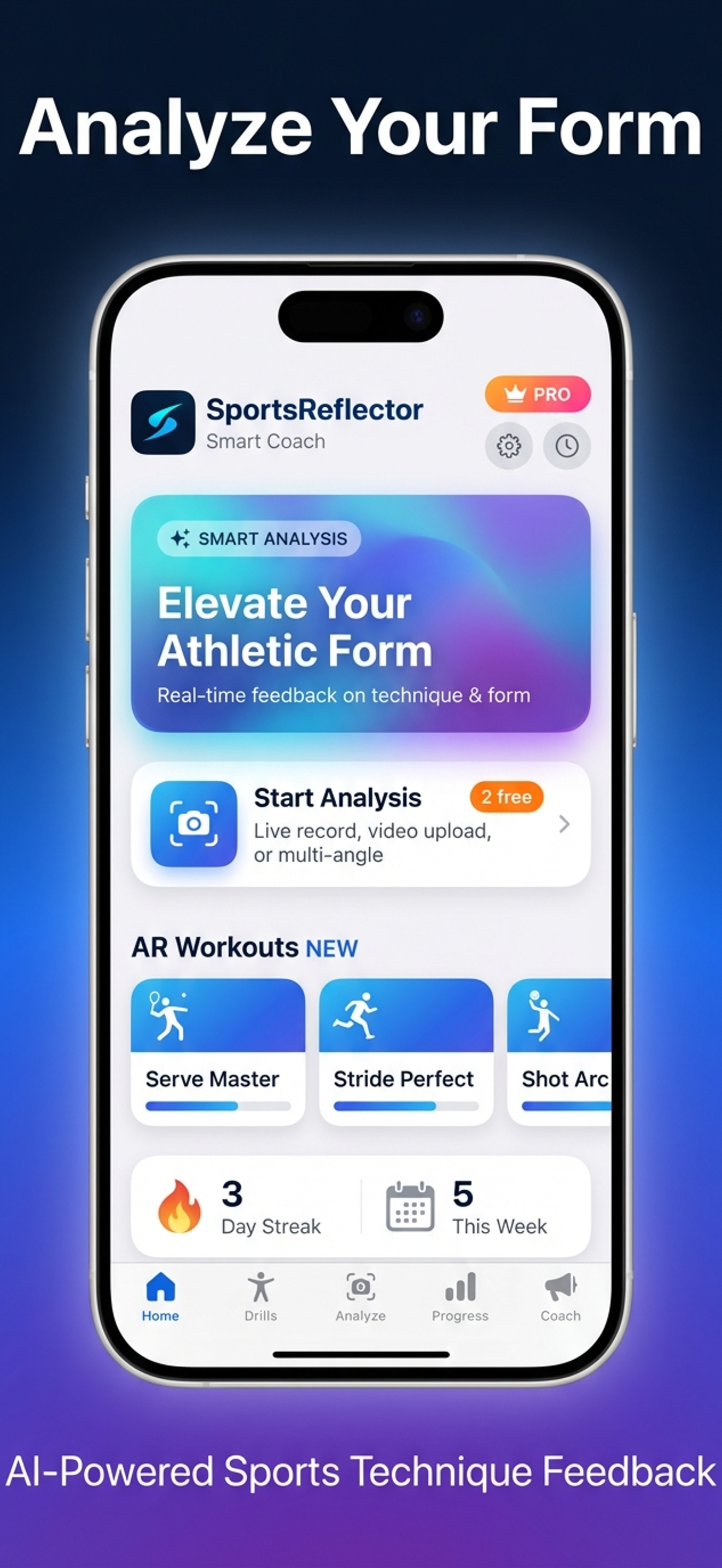 SportsReflector-AI Analysis & AR drills - Main product screenshot demonstrating key features and user interface