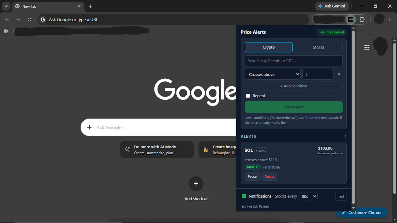 cryto-alerts screenshot 1