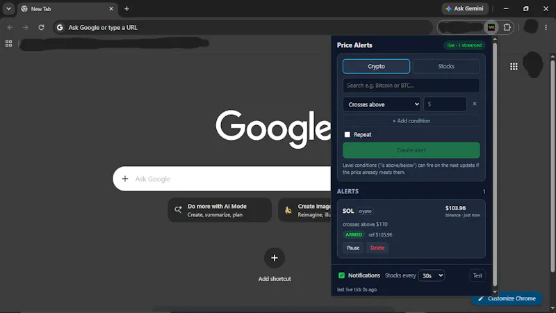 cryto-alerts screenshot 1