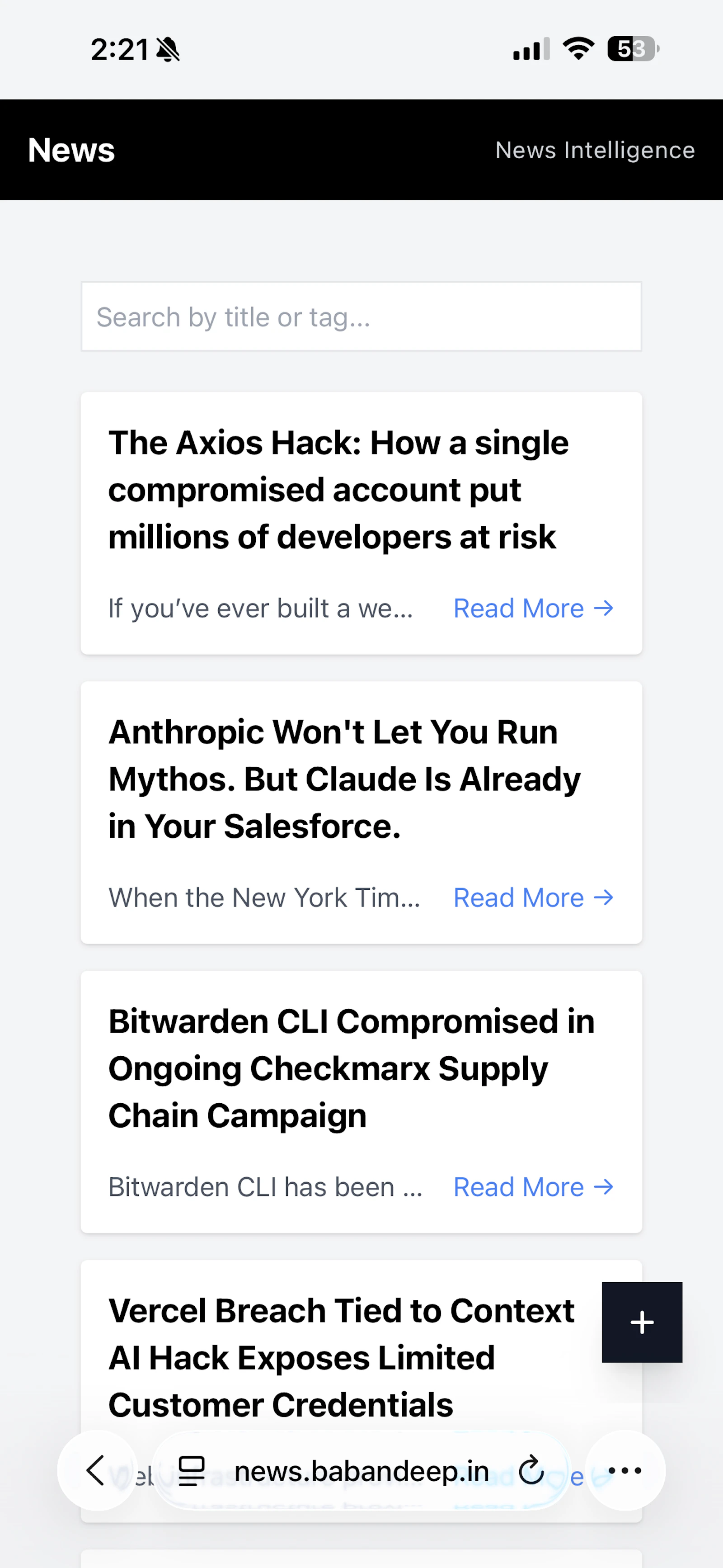 AI News Application screenshot 2