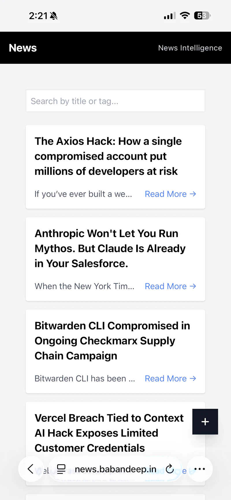 AI News Application screenshot 2