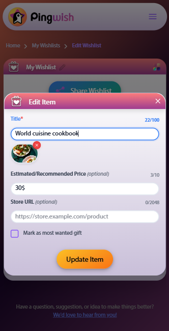 Pingwish - Screenshot 3 showing product features and functionality