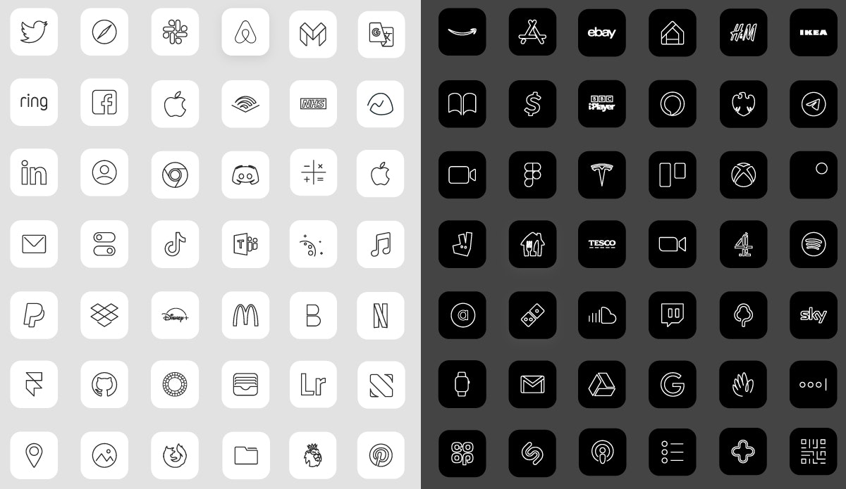 iOS 14 pixel perfect minimalist icon set gallery image