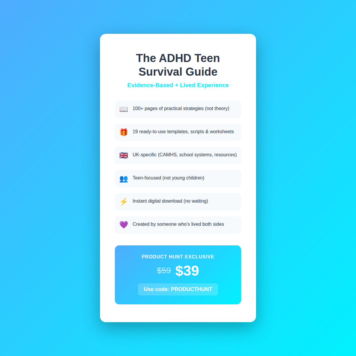 The ADHD Teen Survival Guide - Screenshot 2 showing product features and functionality
