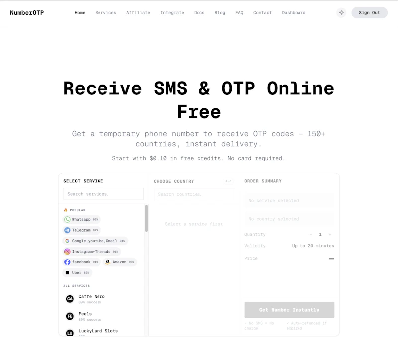 NumberOTP — Temp Phone Numbers for OTP screenshot 1
