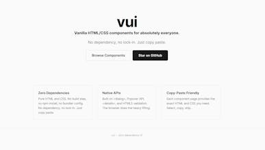 VUI Zero-dependency UI components gallery image