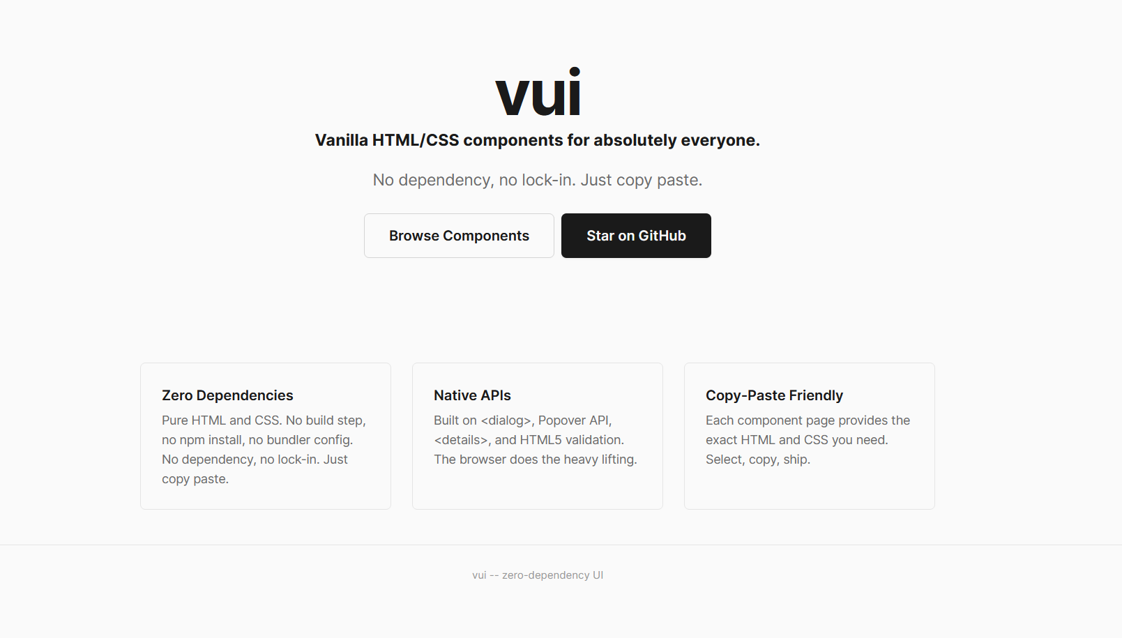 VUI Zero-dependency UI components media 1