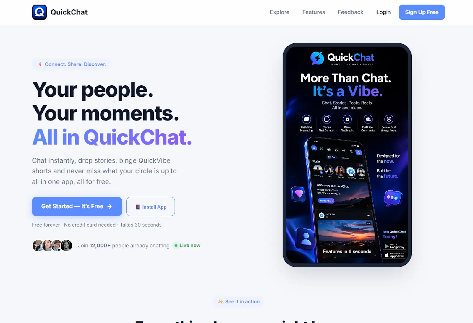 QuickChat — Chat, Share & Discover screenshot 1