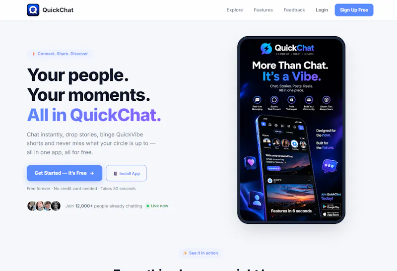 QuickChat — Chat, Share & Discover screenshot 1
