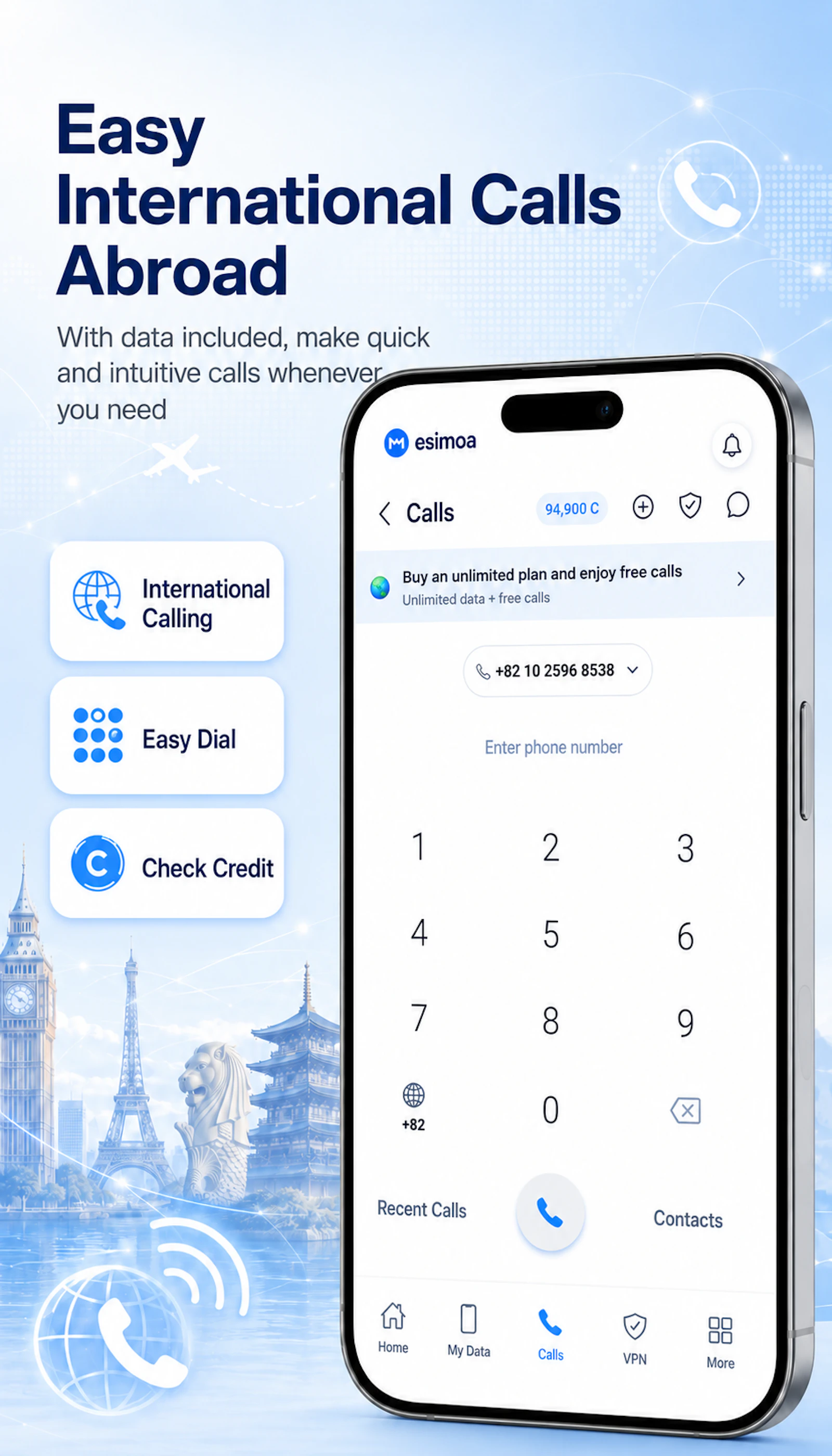 esimoa — Travel eSIM, Calls & VPN screenshot 2
