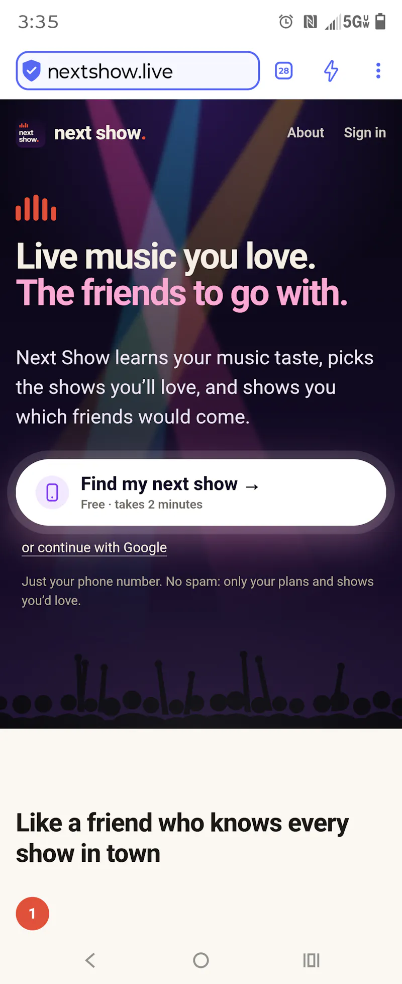 NextShow.live - live music with friends screenshot 1