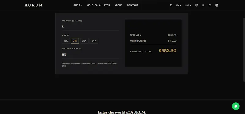 AURUM — Luxury Gold Jewelry Commerce screenshot 2