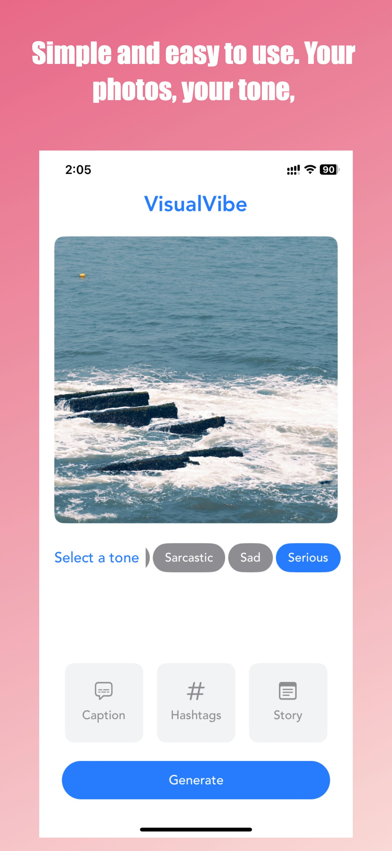 startuptile VisualVibe AI-Generate captions hashtags & stories from photos