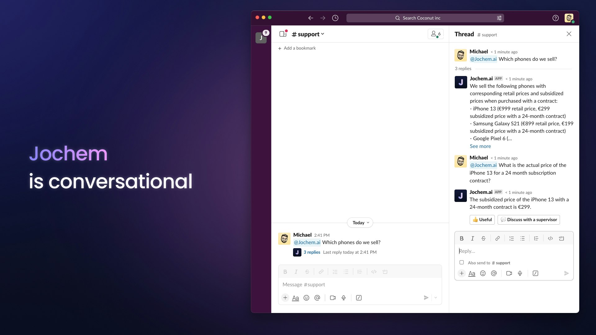 وسائط Jochem.ai - استجابات جاهزة للاستخدام تلقائيًا للحصول على تذاكر الدعم 3