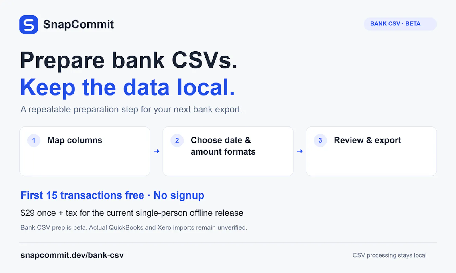 SnapCommit Bank CSV (beta) screenshot 1