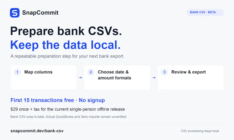 SnapCommit Bank CSV (beta) screenshot 1