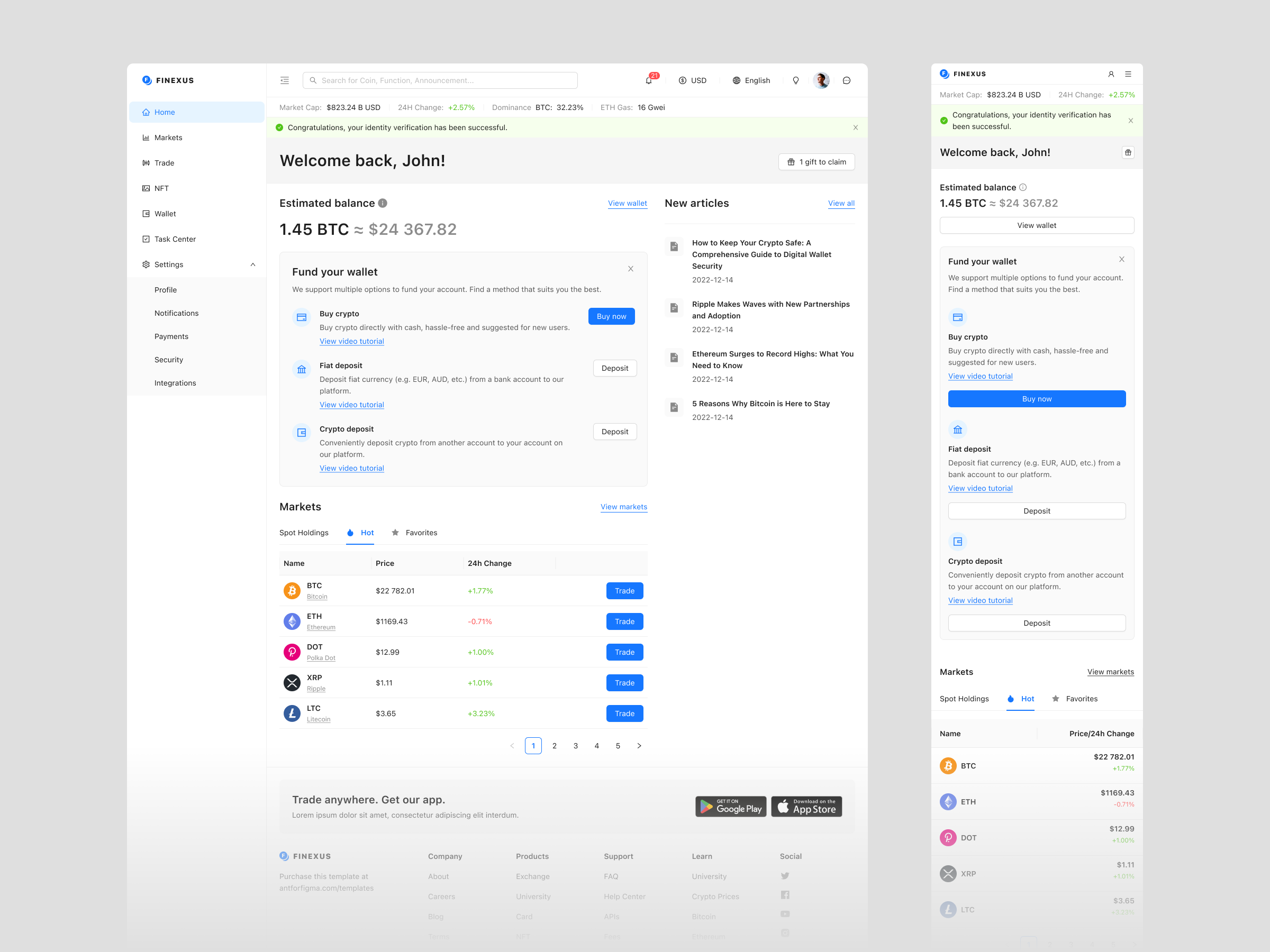 Krypto- und Finanzvorlage für Figma media 10