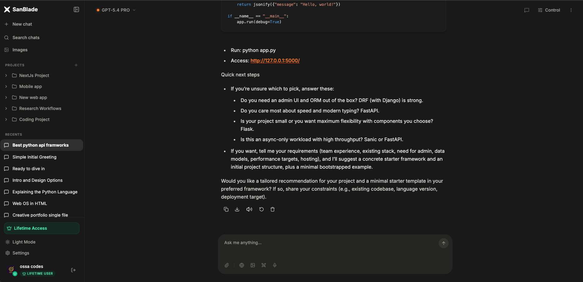 SanBlade – The AI Workspace - Screenshot 3 showing product features and functionality