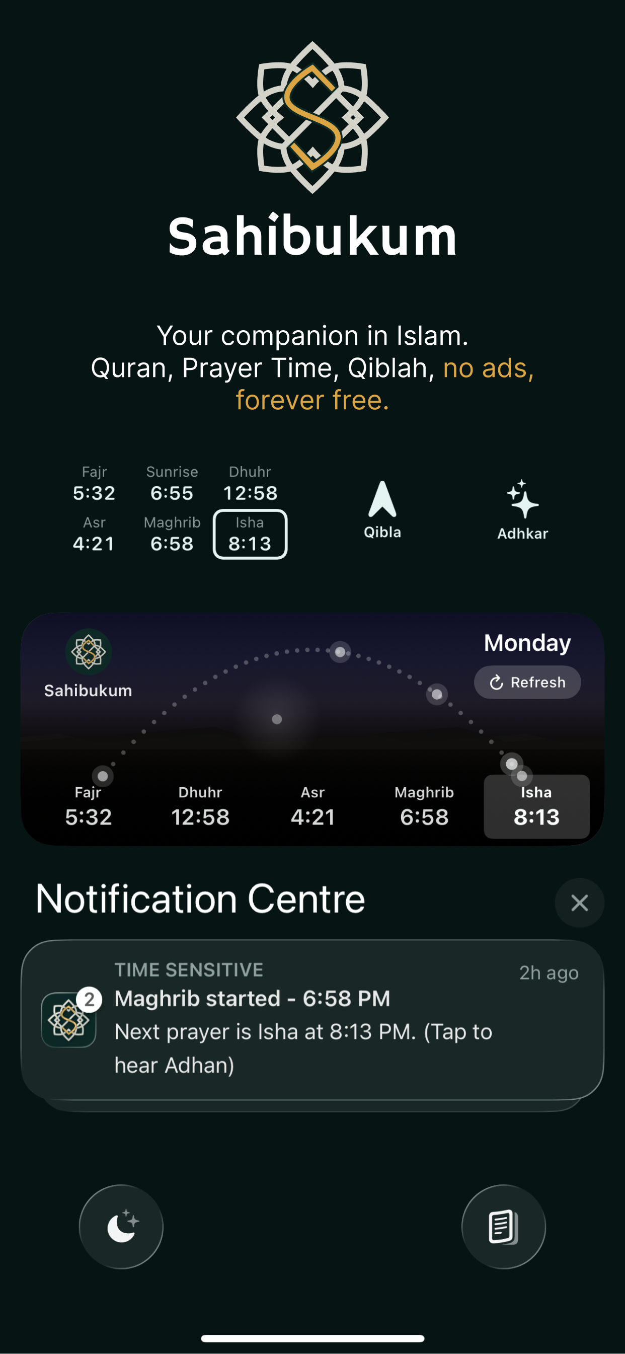 Sahibukum - Quran, Qibla, Prayer Time - Screenshot 3 showing product features and functionality