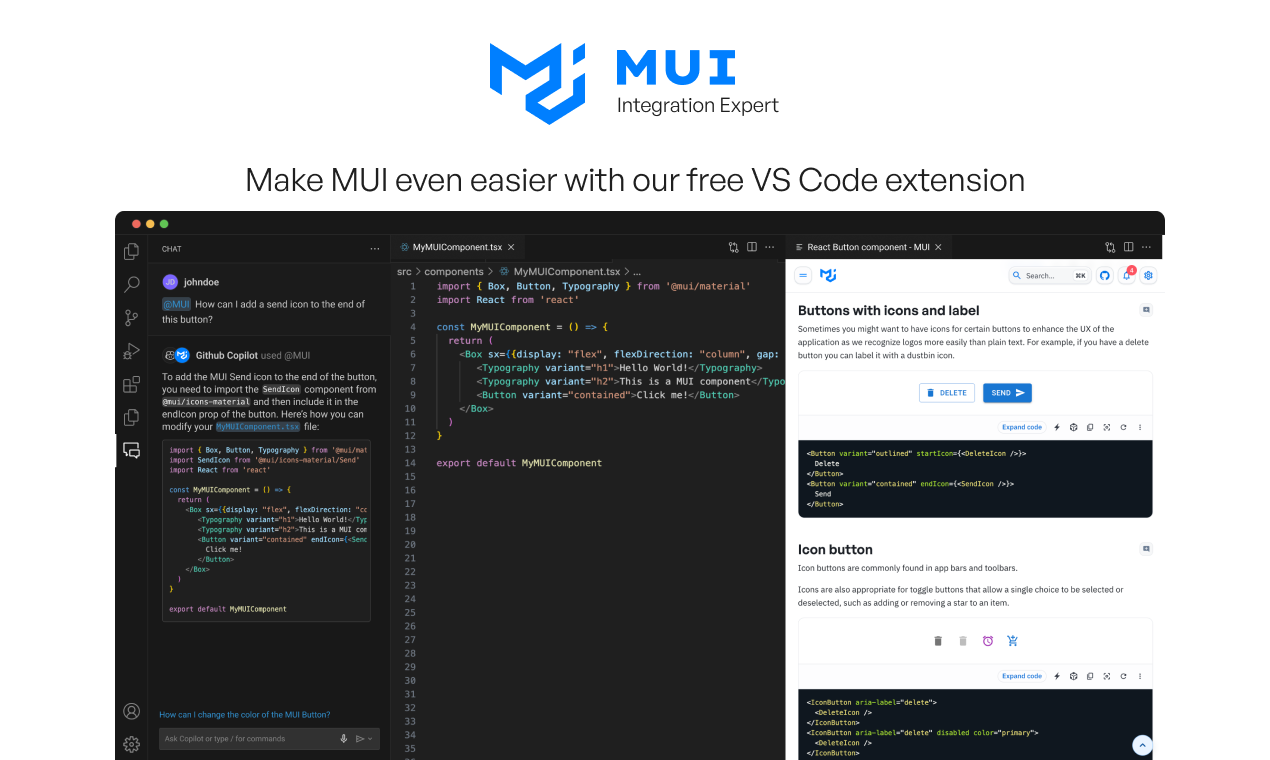 startuptile MUI for VS Code-Ask questions to the MUI docs straight from VS Code