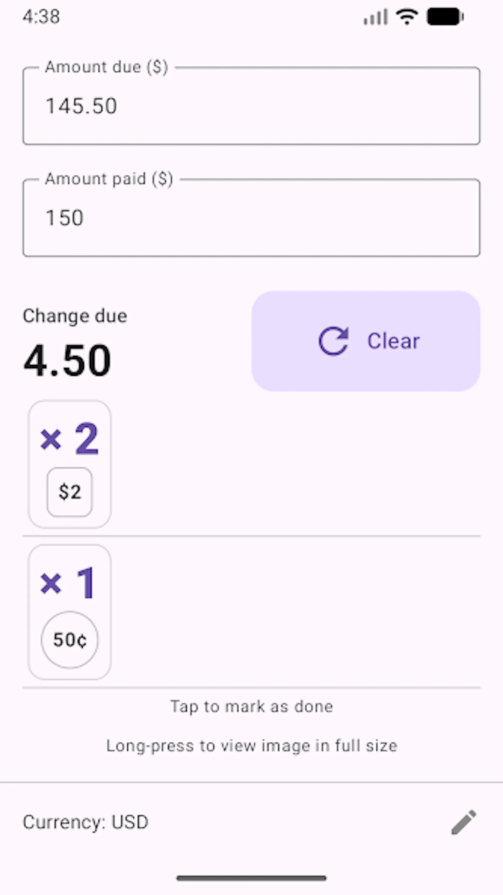 Change Calculator screenshot 1