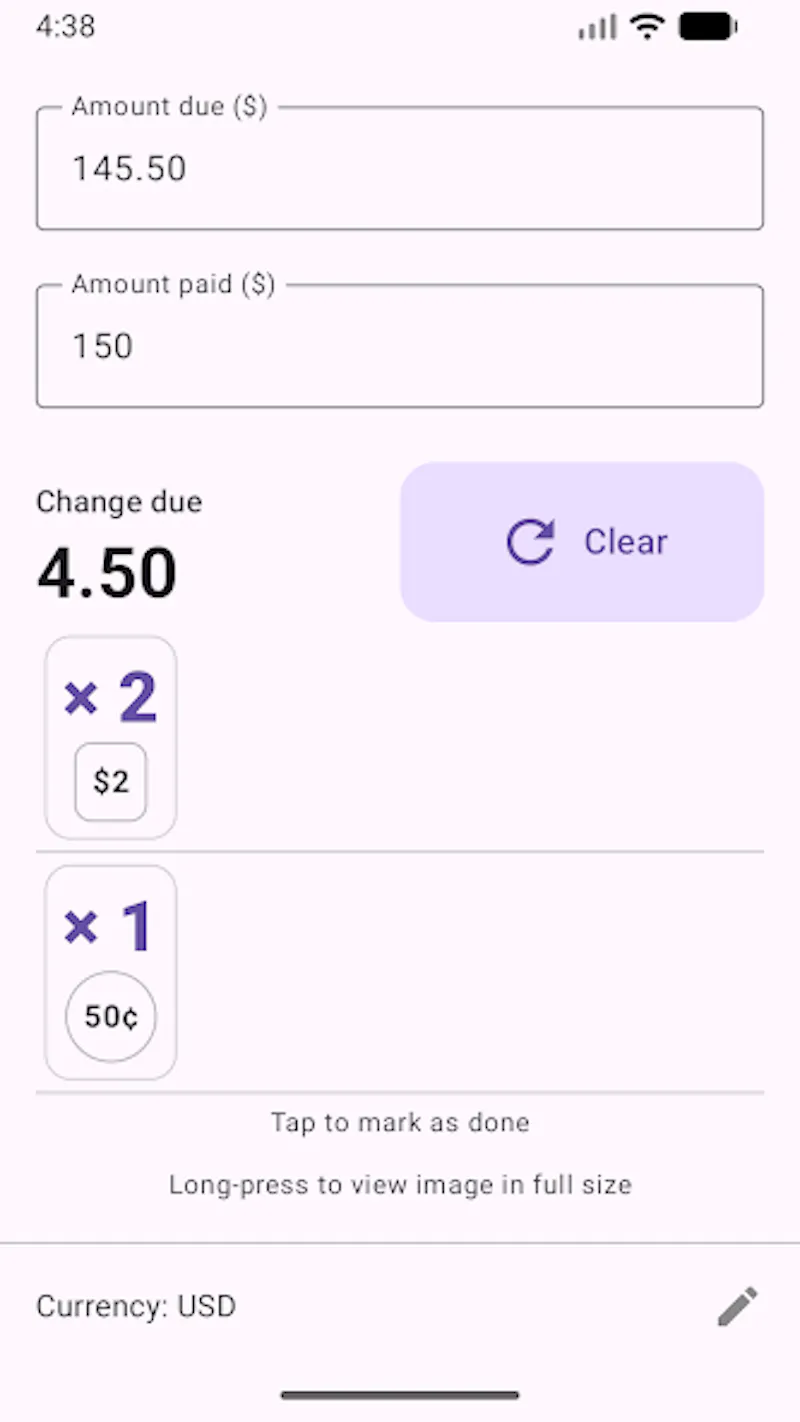Change Calculator screenshot 1