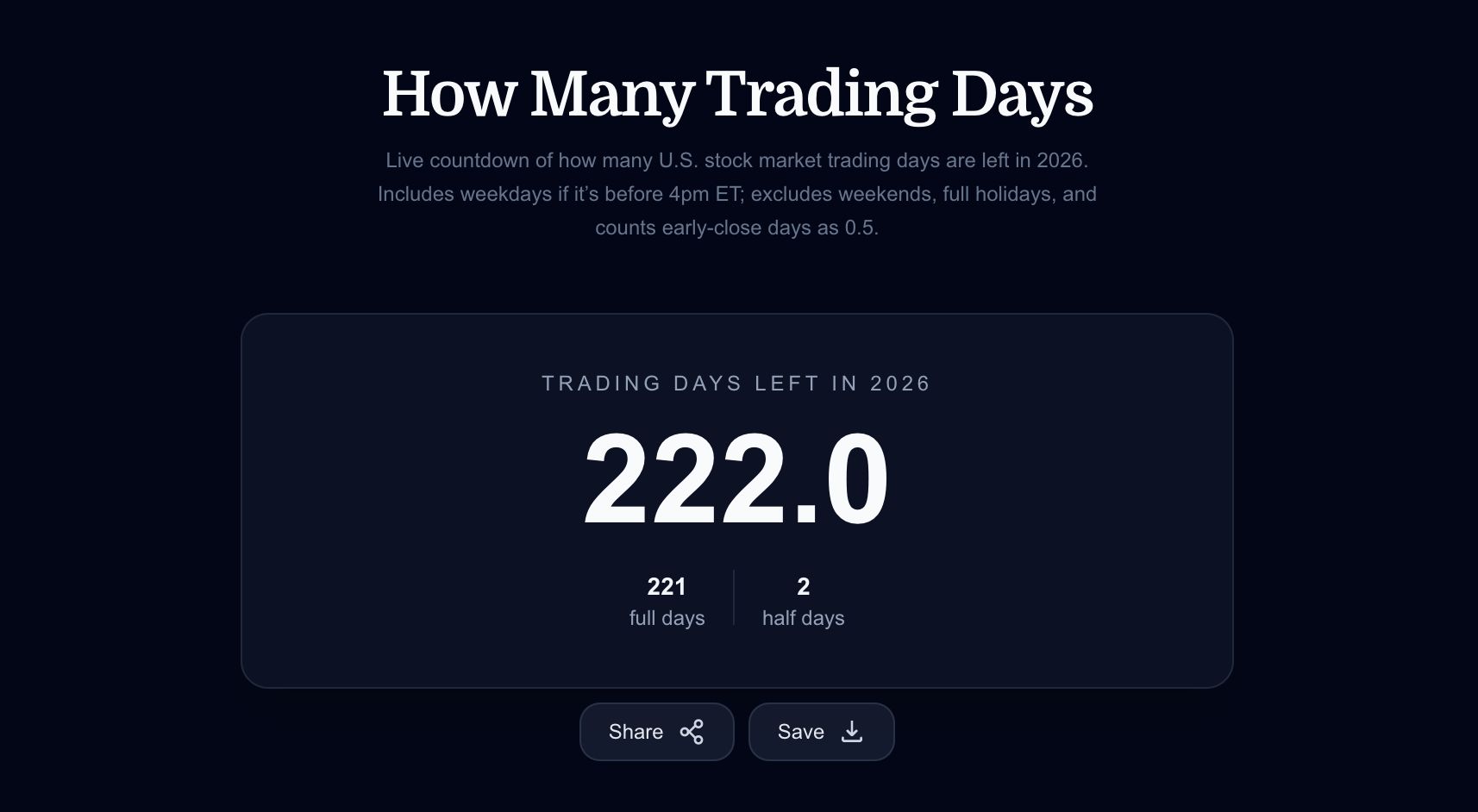 How Many Trading Days - Main product screenshot demonstrating key features and user interface