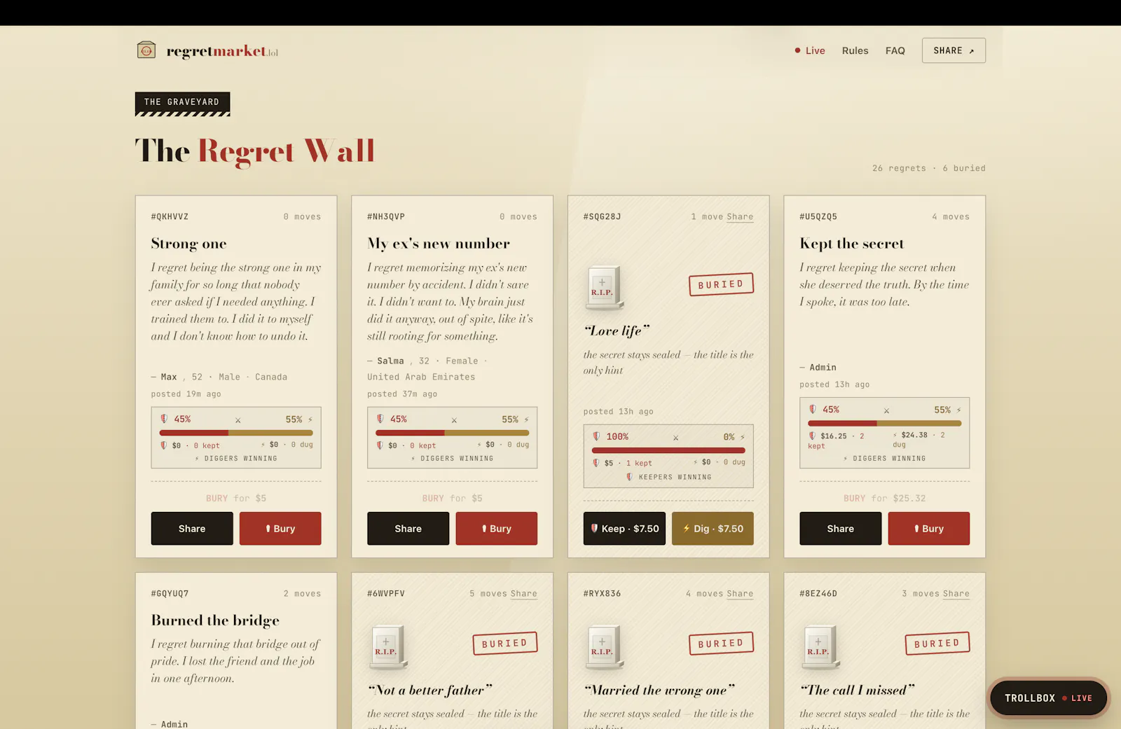 RegretMarket.lol screenshot 1