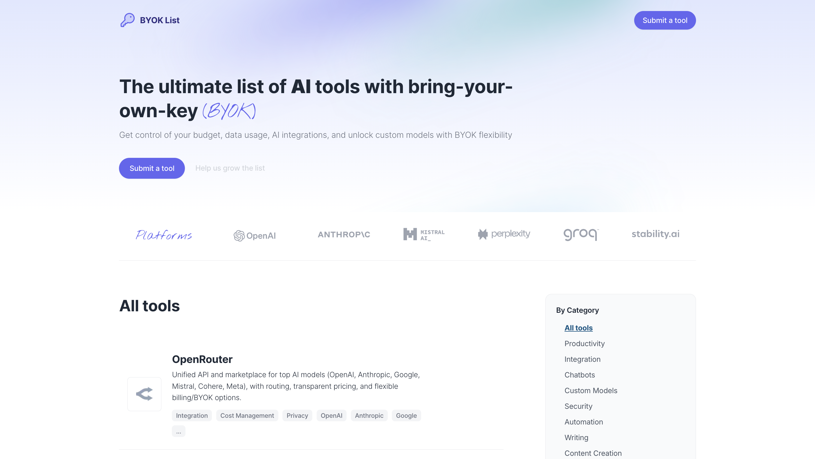 BYOK List gallery image