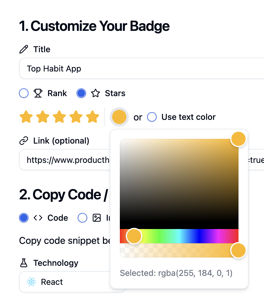 Insignar mi aplicación - ¡Crea hermosas insignias para tu sitio web, rápido y gratis! media 4
