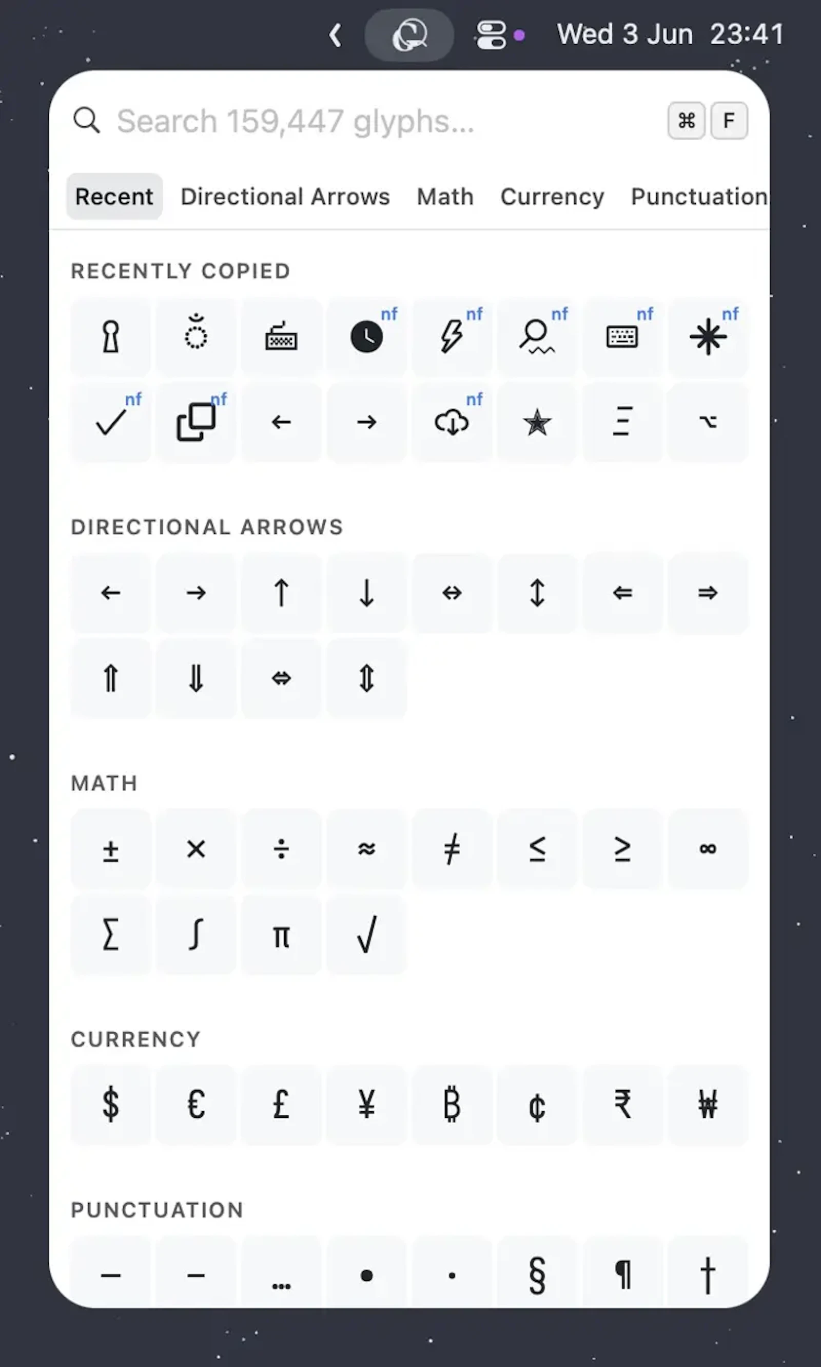 Glyf — Unicode character picker for mac screenshot 2