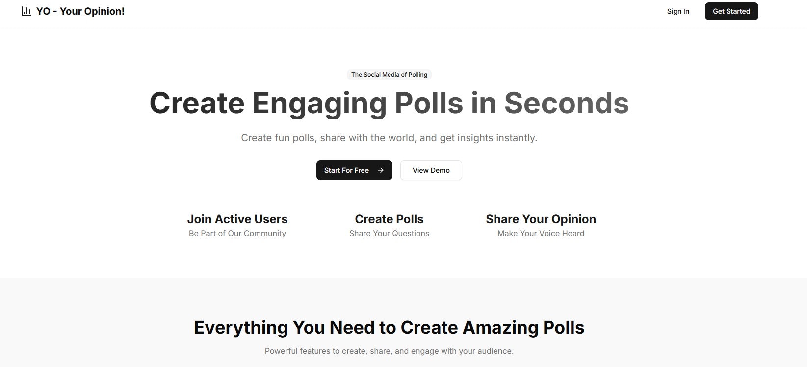 YO - Your Opinion! - Main screenshot showing features and interface