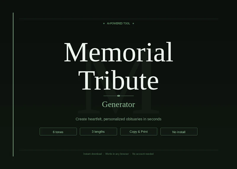 Memorial Tribute Generator screenshot 1
