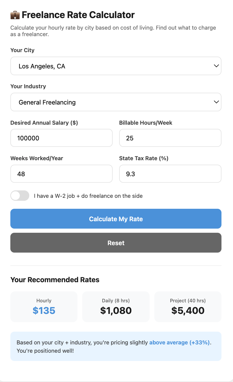 Freelance Rate Calculator