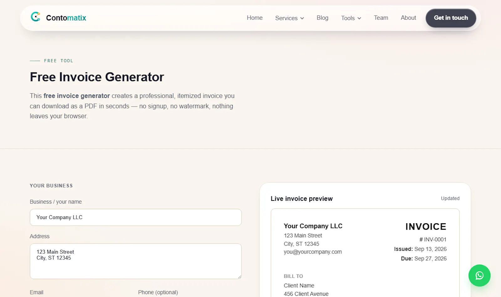 Contomatix Invoice Generator screenshot 2
