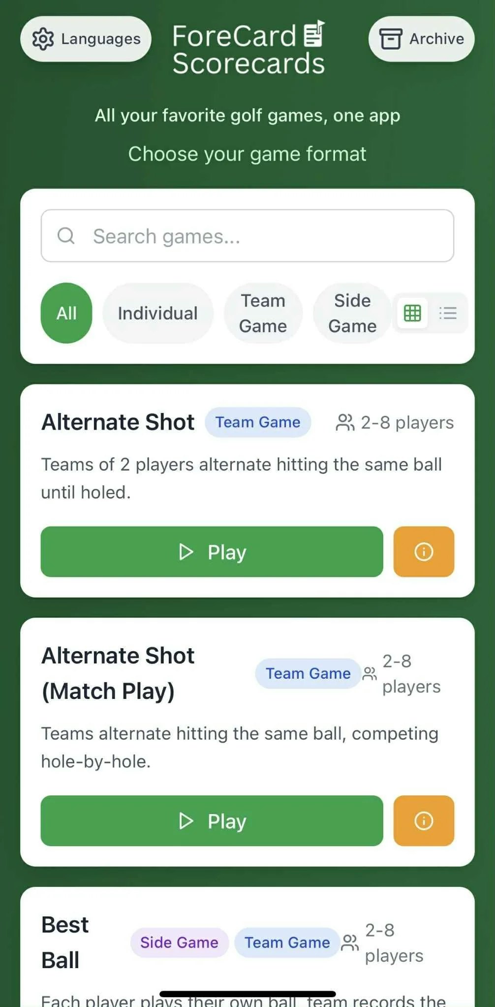ForeCard Scorecards - Main product screenshot demonstrating key features and user interface