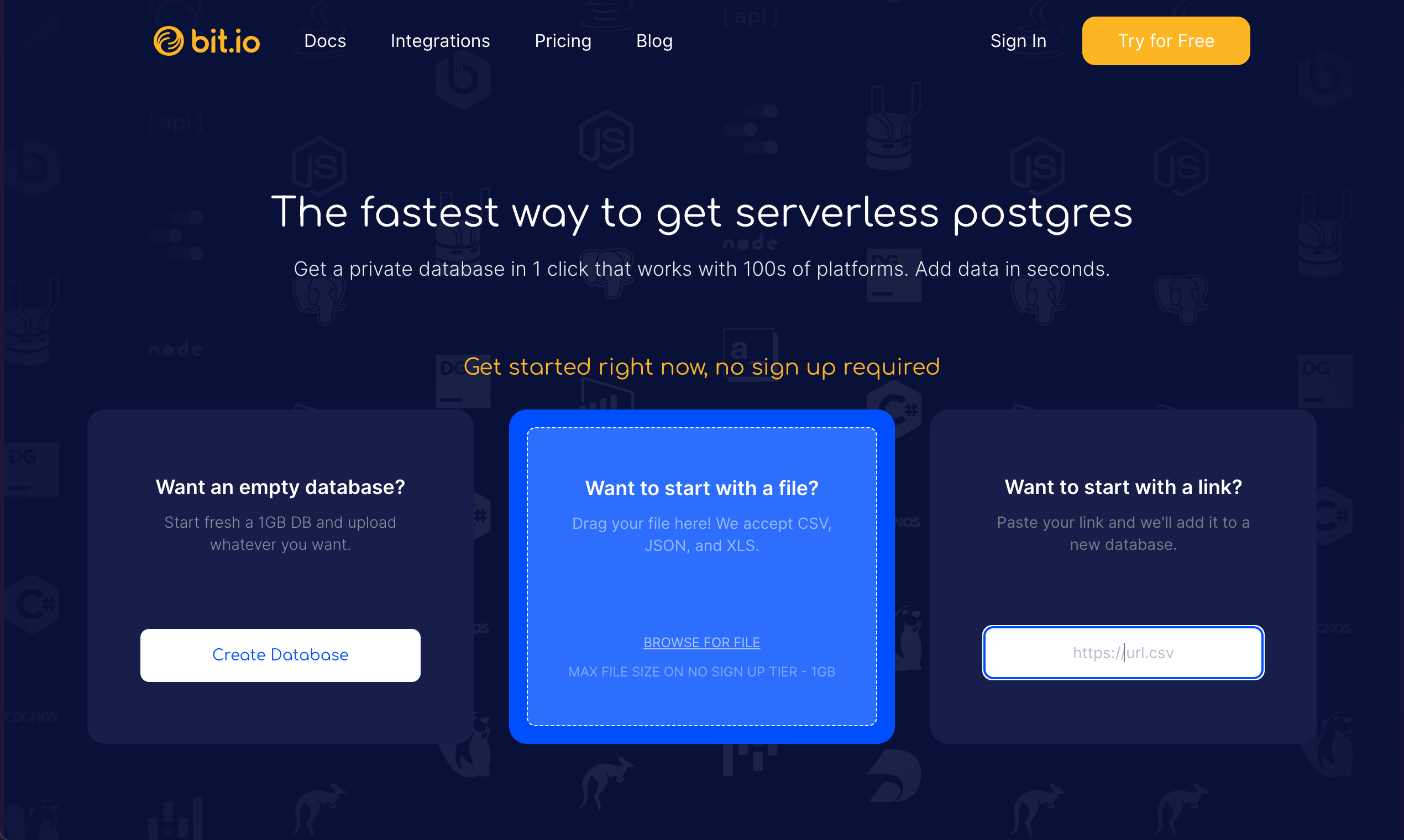 bit.io serverless postgres gallery image