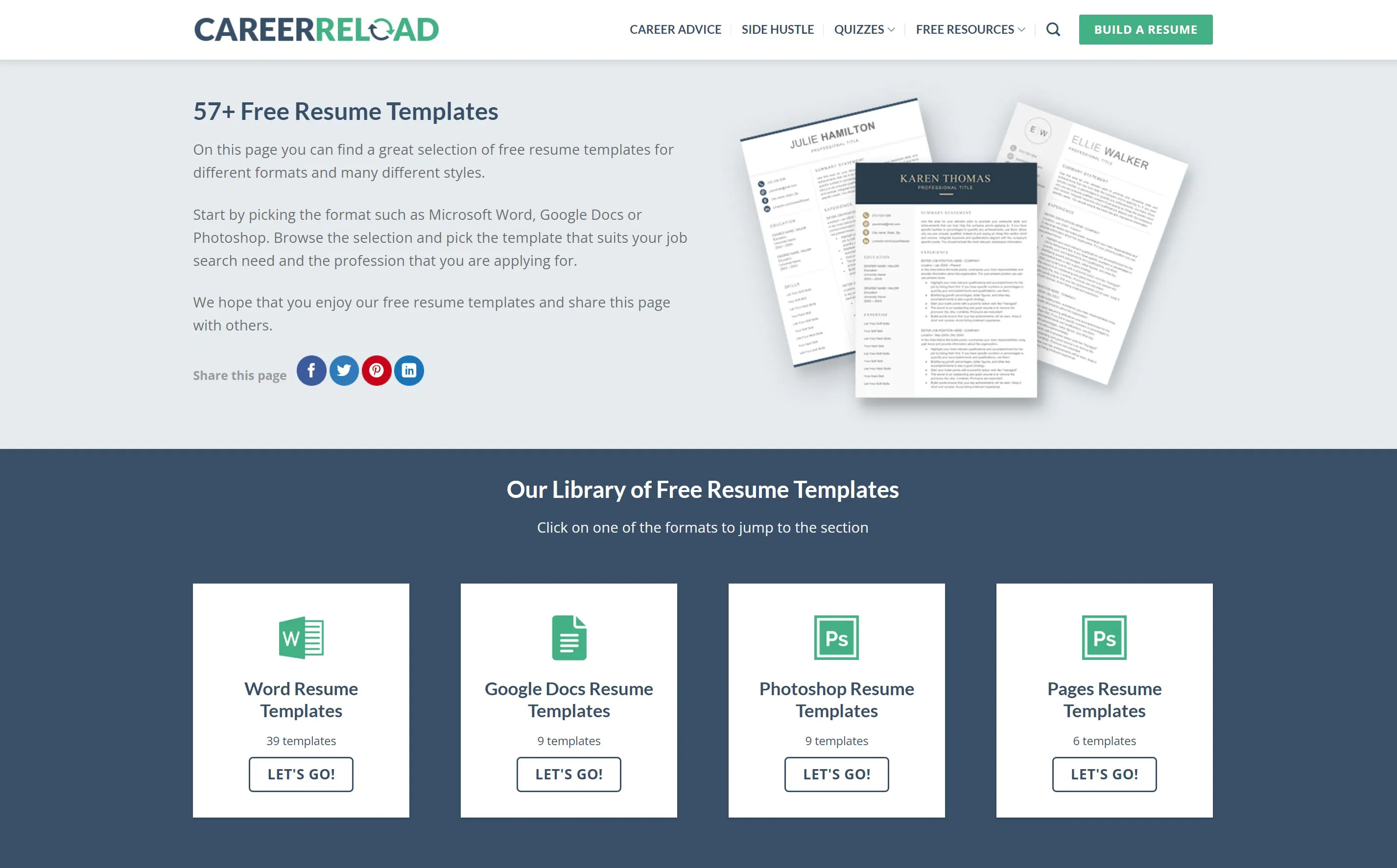 Free Resume Template Downloads