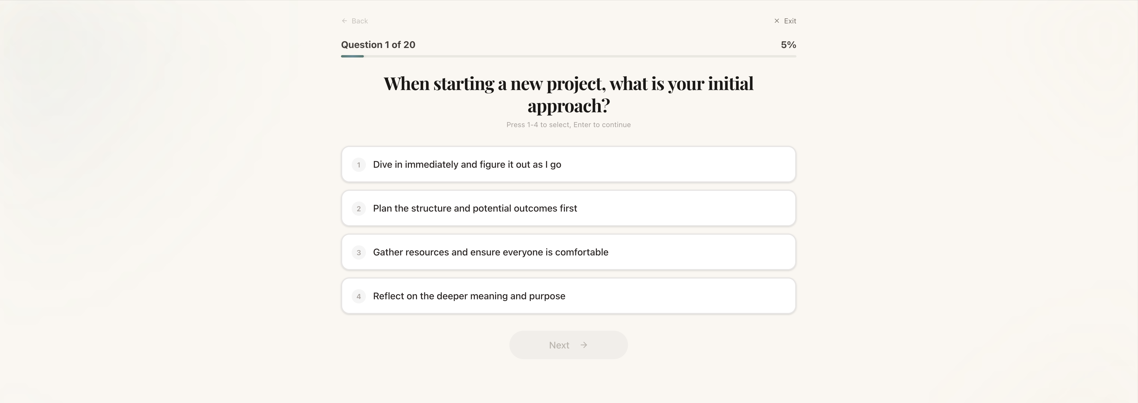 Five Elements Personality Test - Screenshot 2 showing product features and functionality