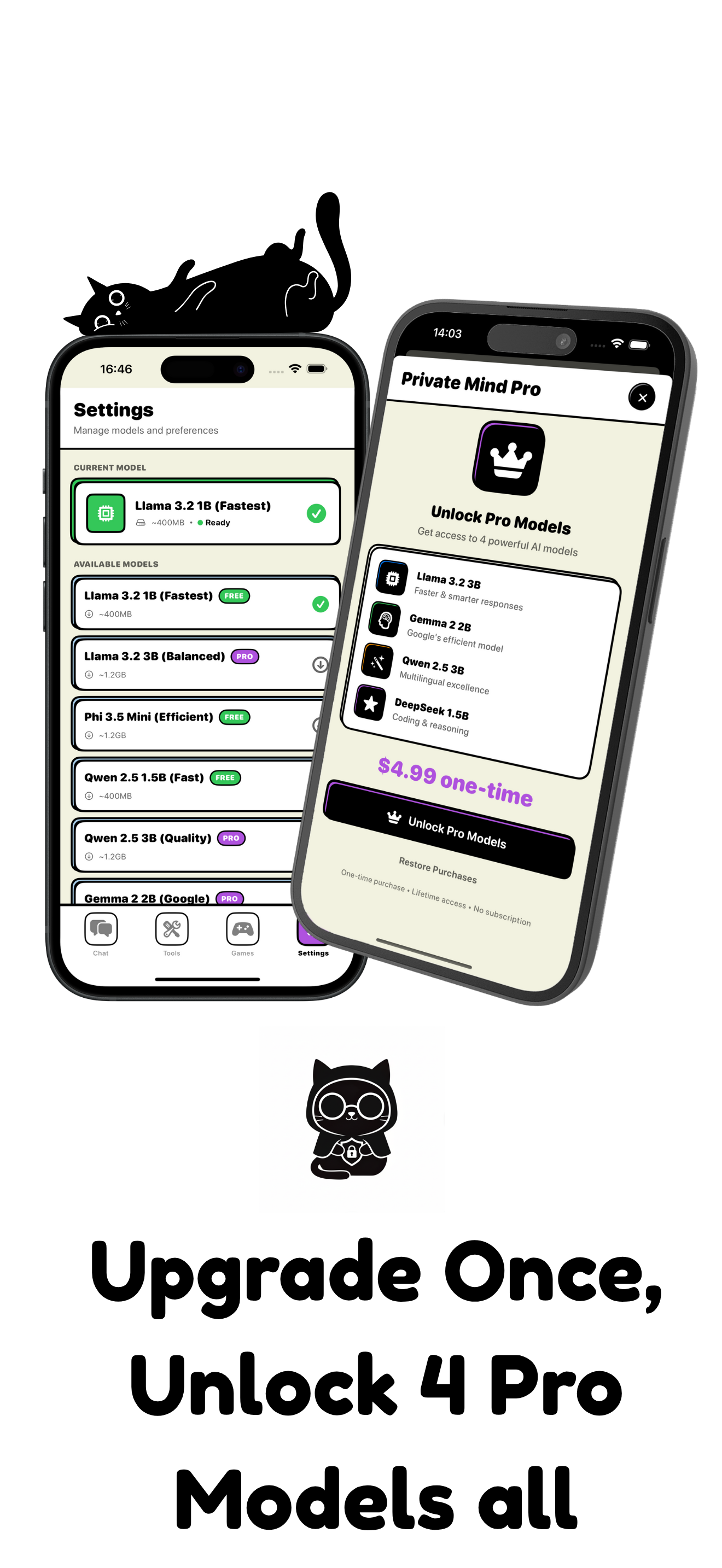 Private Mind - Offline AI App - Main screenshot showing features and interface