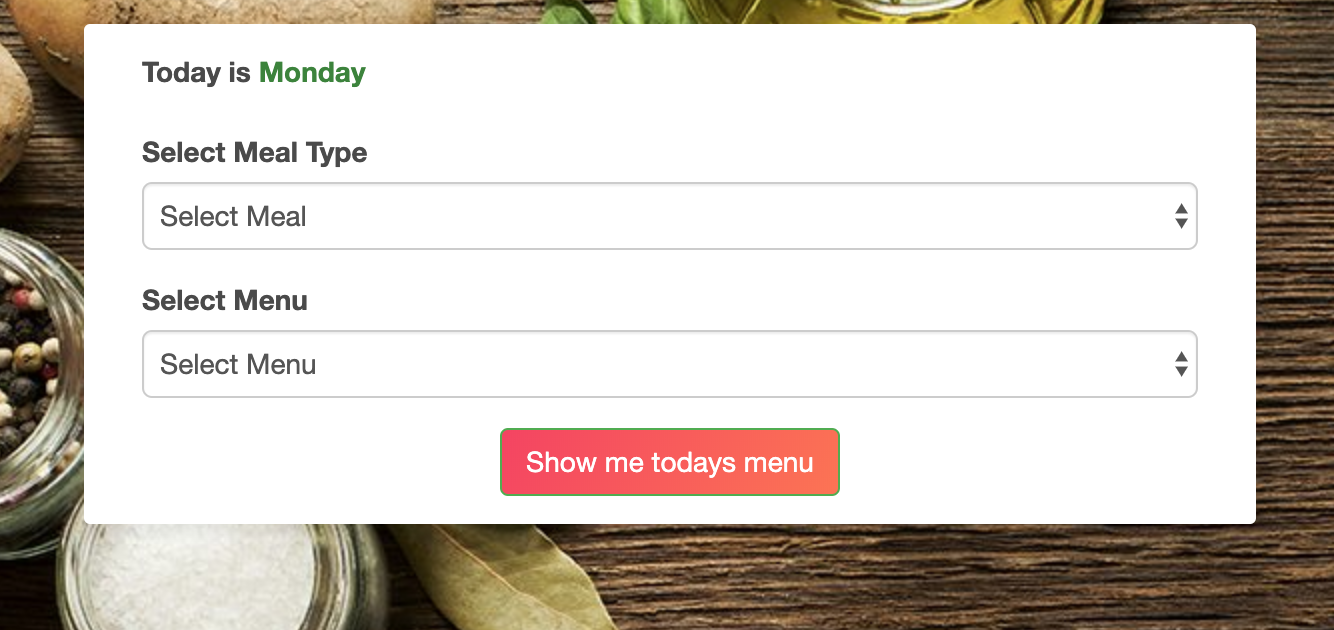 Find your todays menu