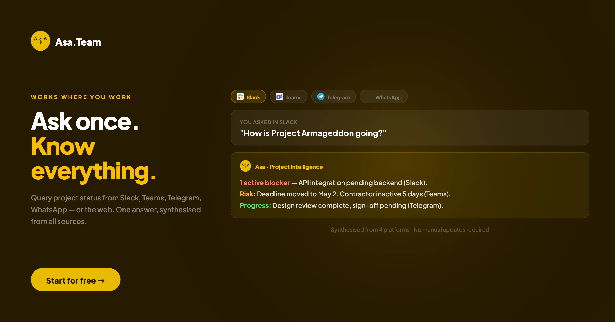 Asa.Team - Project Intelligence screenshot 1