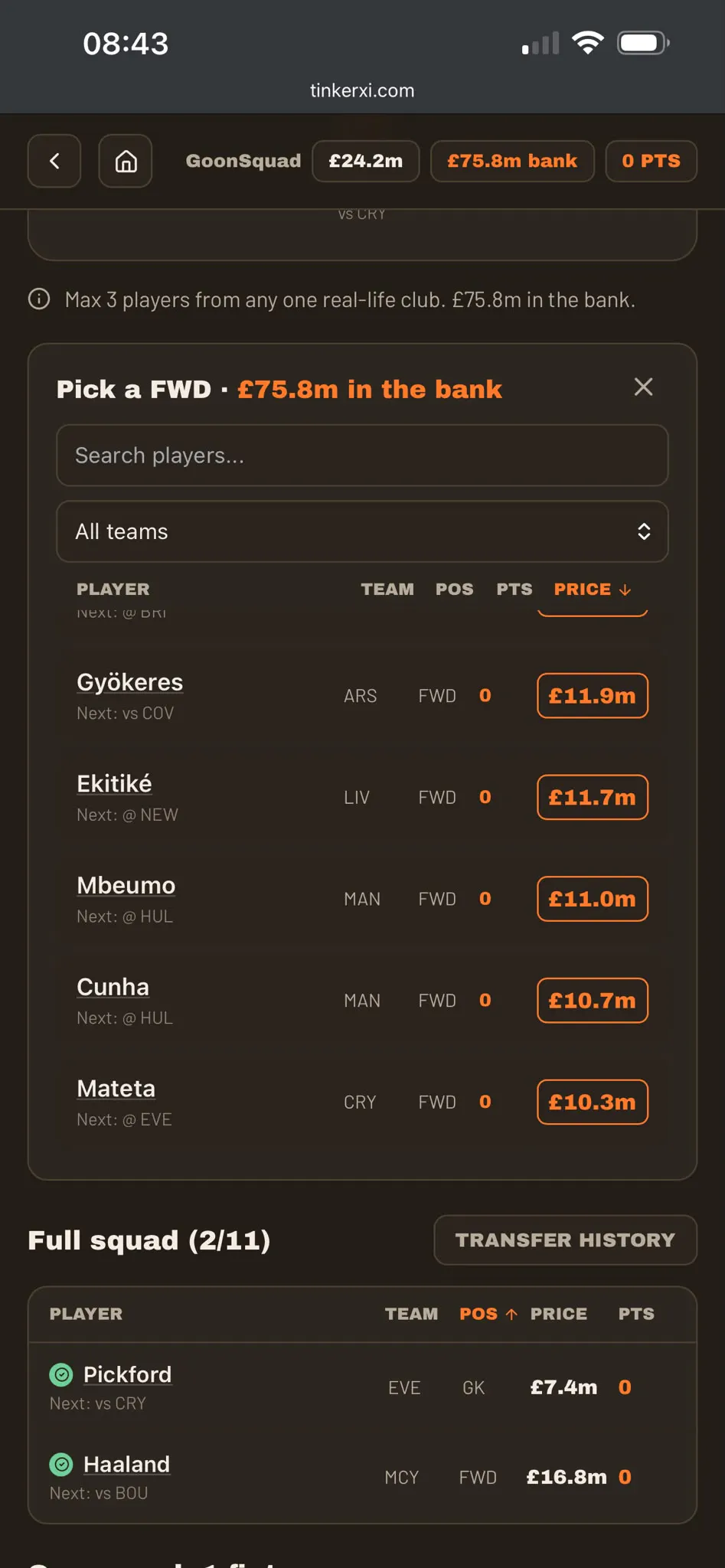 TinkerXI - Fantasy Football  gallery image