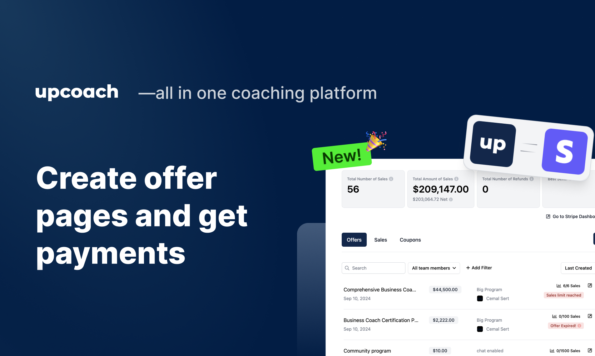 UPCOACH - การชำระเงินออนไลน์และหน้าข้อเสนอ - สร้างข้อเสนอการขายและรับการชำระเงินในที่เดียว media 1