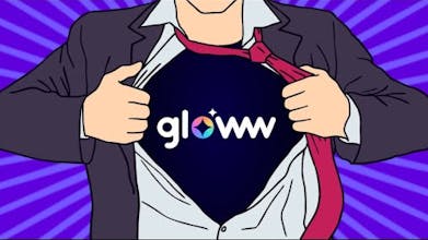 Gloww&rsquo;s elegante Benutzeroberfläche präsentiert verschiedene Vorlagen für virtuelle Meeting zur Teambildung und Schulungsveranstaltungen.