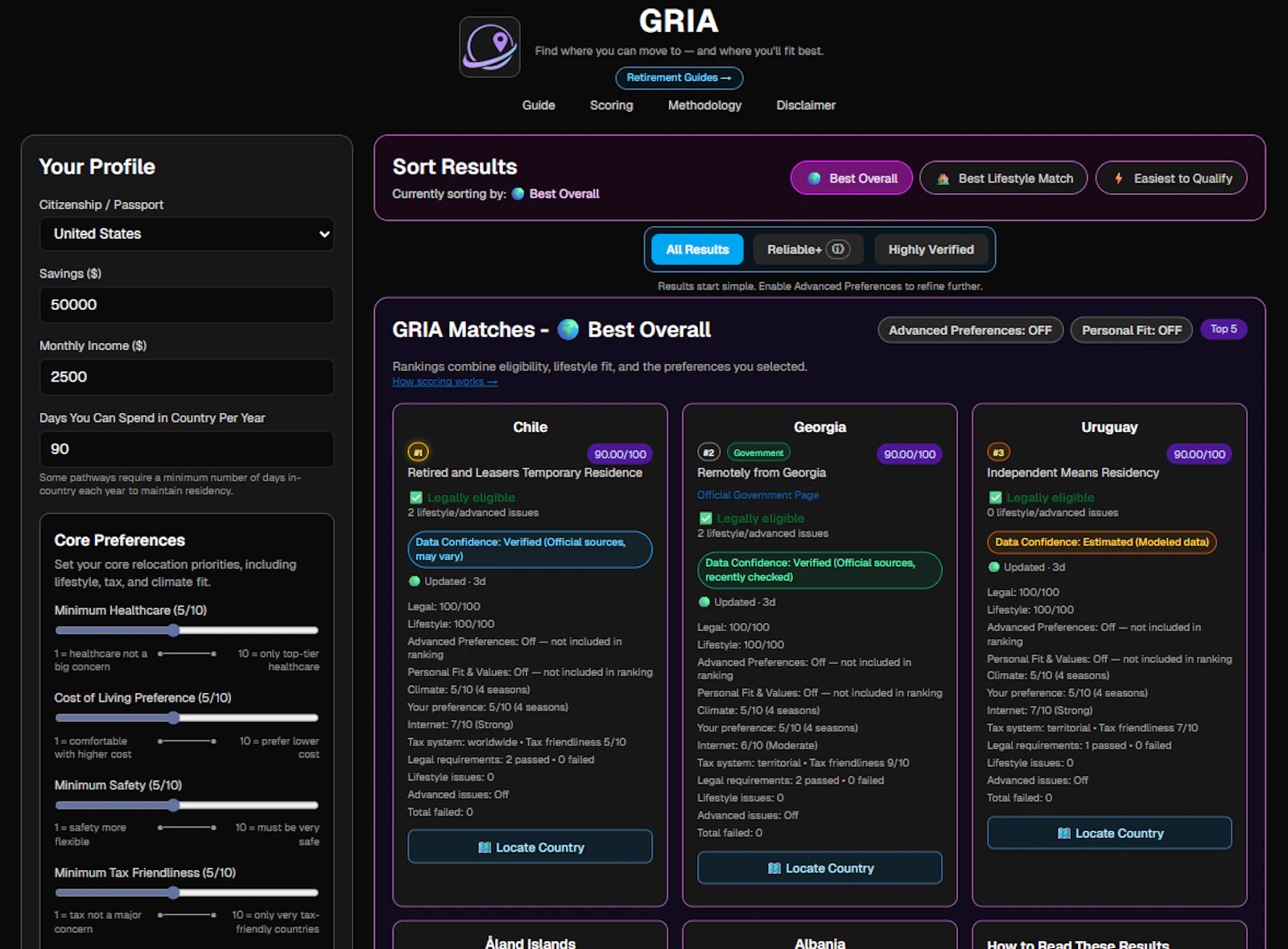 GRIA - Global Relocation Insight App screenshot 1